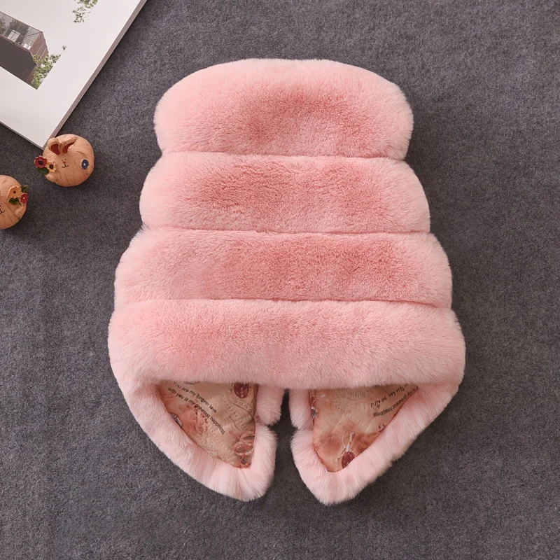 
Red New Design Baby Girl Kids Fox Faux Fur Vest Vintage Warm Jacket For Children 