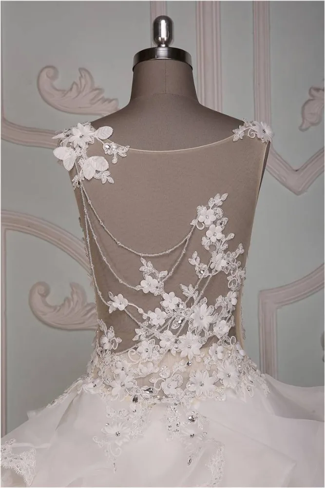 Lace Appliqued Ball Gown Designs 2022 Long Floor Length Custom Made Formal Bridal Gowns Designs NW050 long trail wedding dress