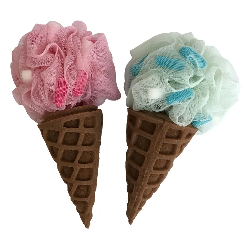 
Wholesale Ice cream shape bath sponge shower puff body exfoliating mesh bath supplies sponge cleaning 