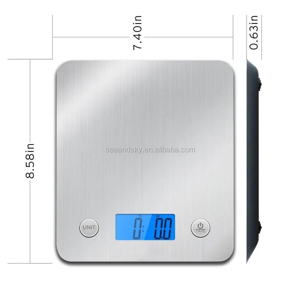 Stainless Steel Platform 11lb 5kg Digital Kitchen Scale