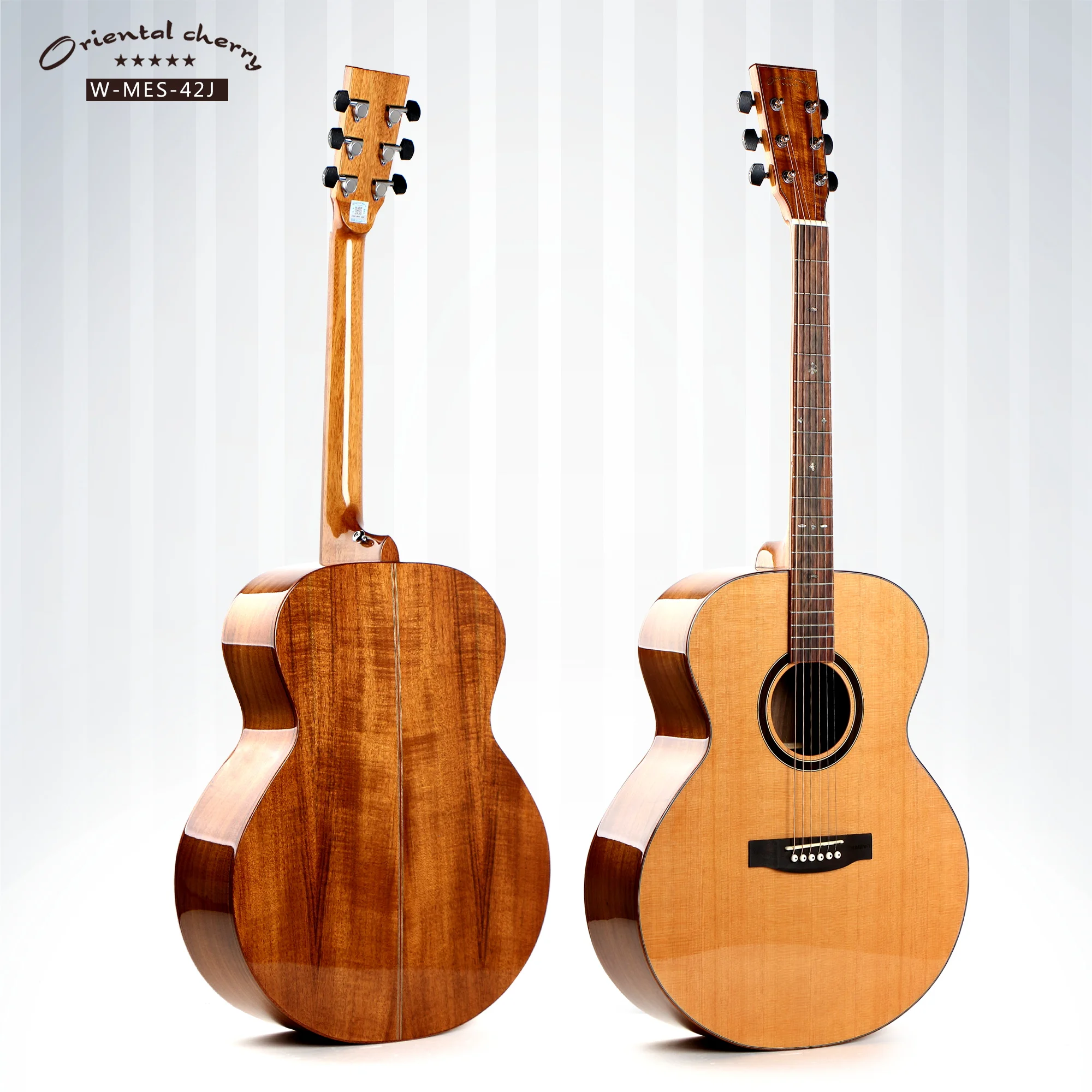 OEM China Guitar Factory Solid Wood Acacia Back Jumbo Acoustic Guitar