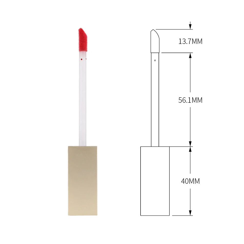 High End Cosmetic Plastic Tube Empty Young Girl Lipgloss Tube With Brush Square Packaging Liquid Lipstick Container For Lip Balm