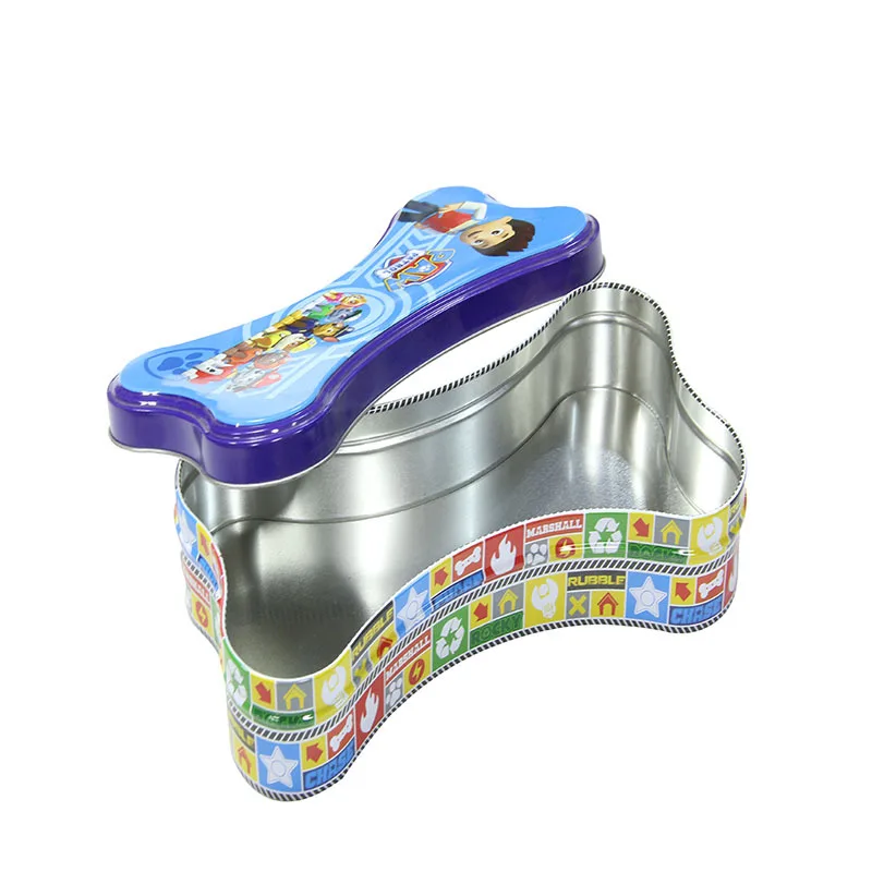 
customized packaging candy cookie biscuits cracker chocolate building block gift pet food Bone shape tin box 