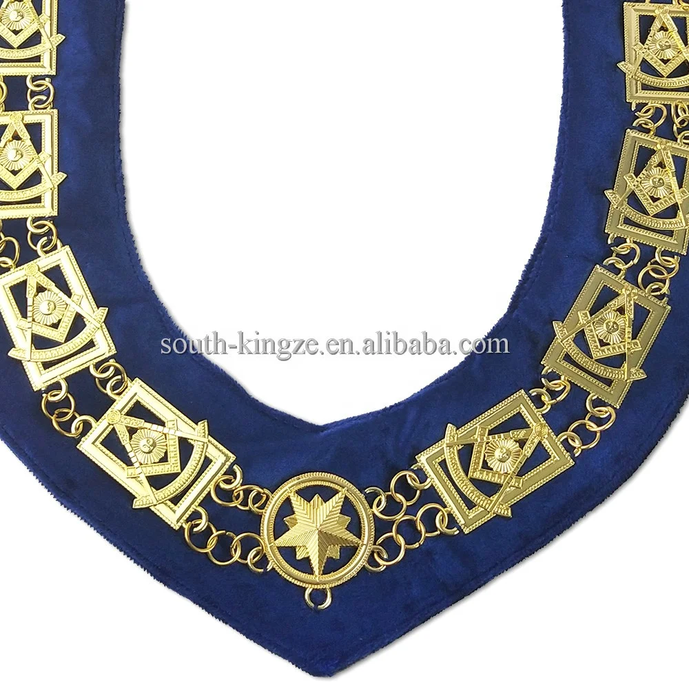 
Masonic Regalia Officer Lodge Past Master Collar with Golden Jewels Chain Mason Chain Collars 
