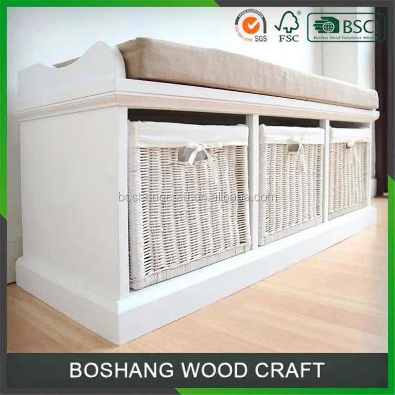 Large Capacity Space Indoor Small Storage Bench With Leather Cushion