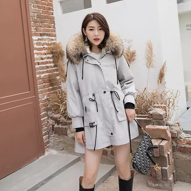 New Fashion Style Fox Fur Women Winter Warm Parka Fur Jacket