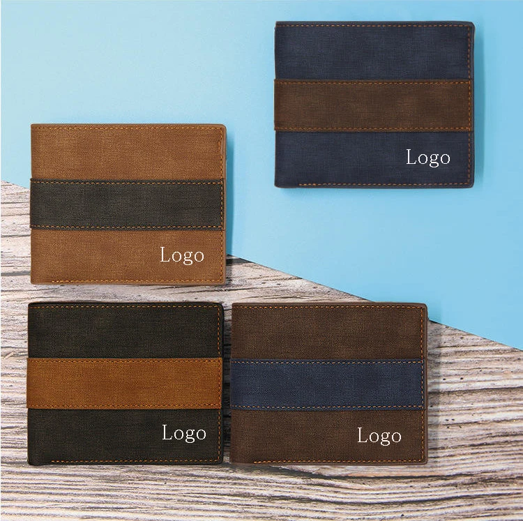 Custom Classic leisure PU leather purse contrast color men and wallet