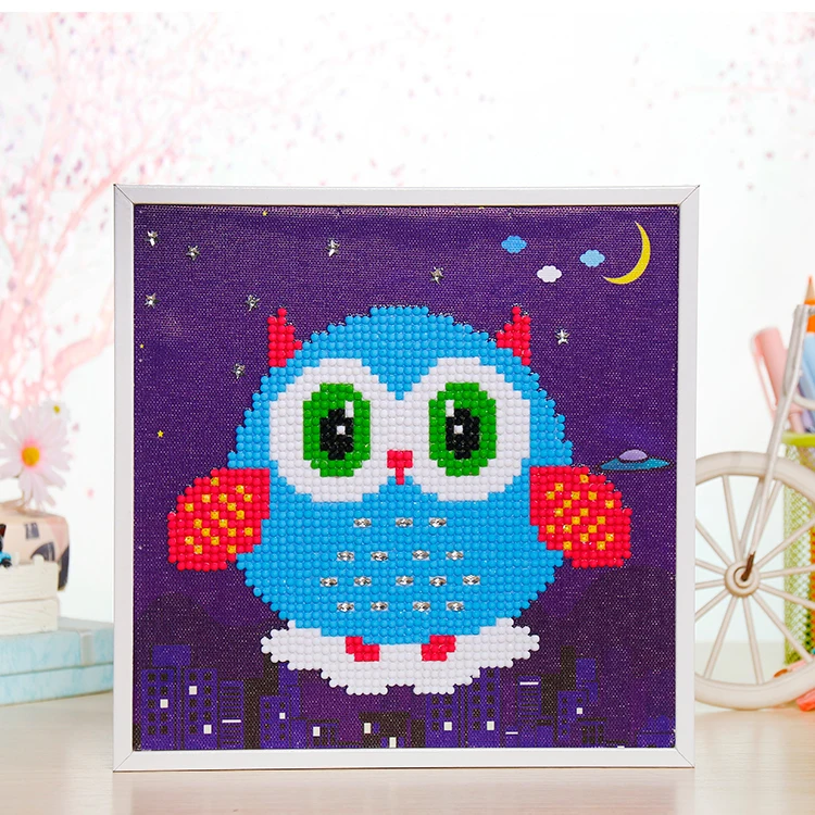 Китайский поставщик, детская развивающая игрушка, 20*20 см, сделай сам, мини белая рамка, алмазная живопись, сова