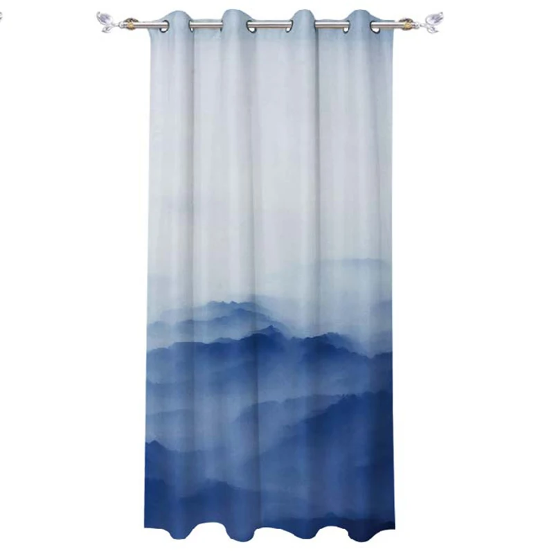 i@home curtain 100% polyester digintal Chinese painting print  window curtain Europeandesign for living room window home decor
