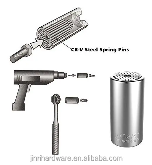 
Multi function 7mm-19mm Universal Sockets Metric Wrench Power Drill Adapter Socket Professional Repair 