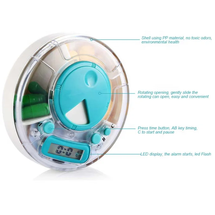 Health care digital pill box with electric alarm medicine pill organizer