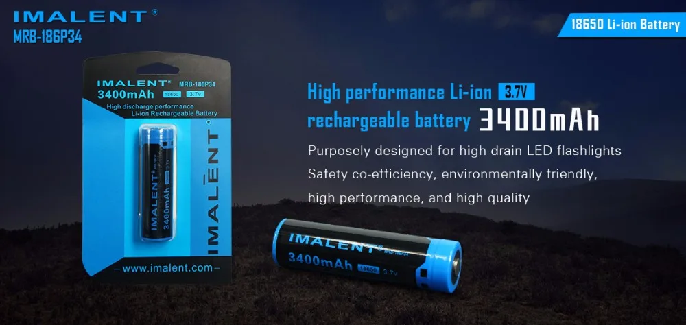 IMALENT 18650 Li-ion Battery Rechargeable Battery 3400mAh