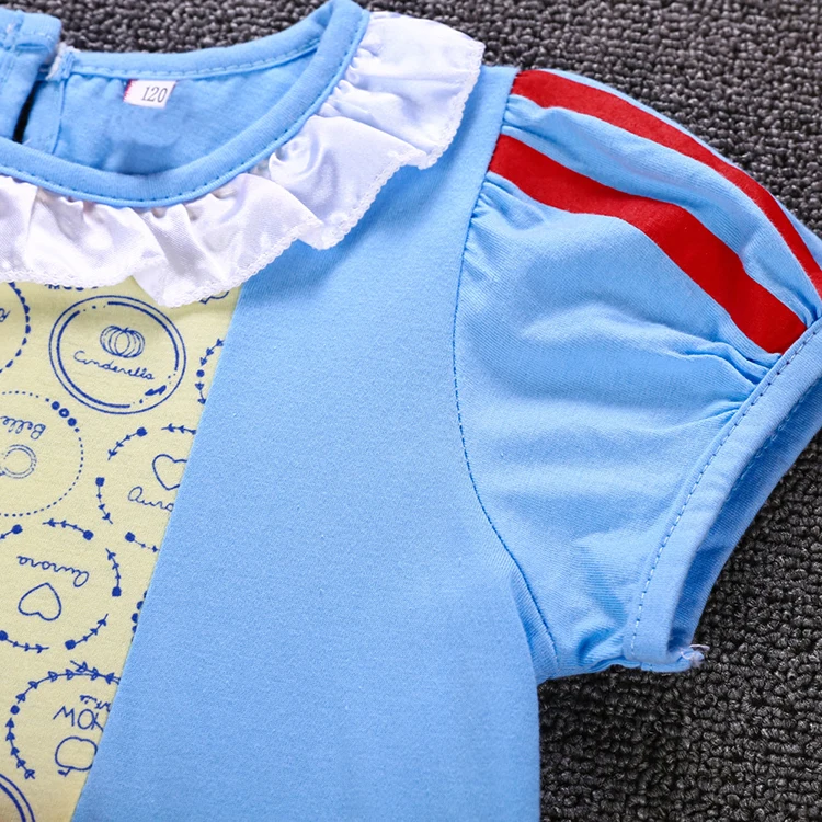 
Baby Girls Cotton Dress Snow White Printed Princess Dresses Short Sleeves Summer Kids Clothing Free Shipping 