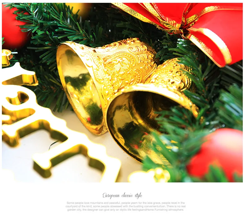 
Wholesale Merry Christmas Red Bow Gold Bell 30cm Christmas Wreath Rings 