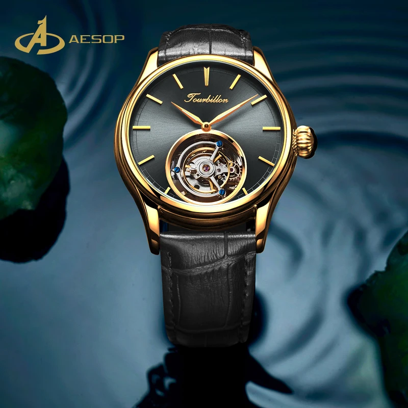Aesop mechanical watch tourbillon business fashion waterproof tourbillon automatic mechanical watch