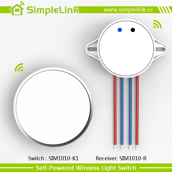 RF Transmitter and Receiver No Wires, No Battery, Waterproof Self-Powered Wireless Light Switch