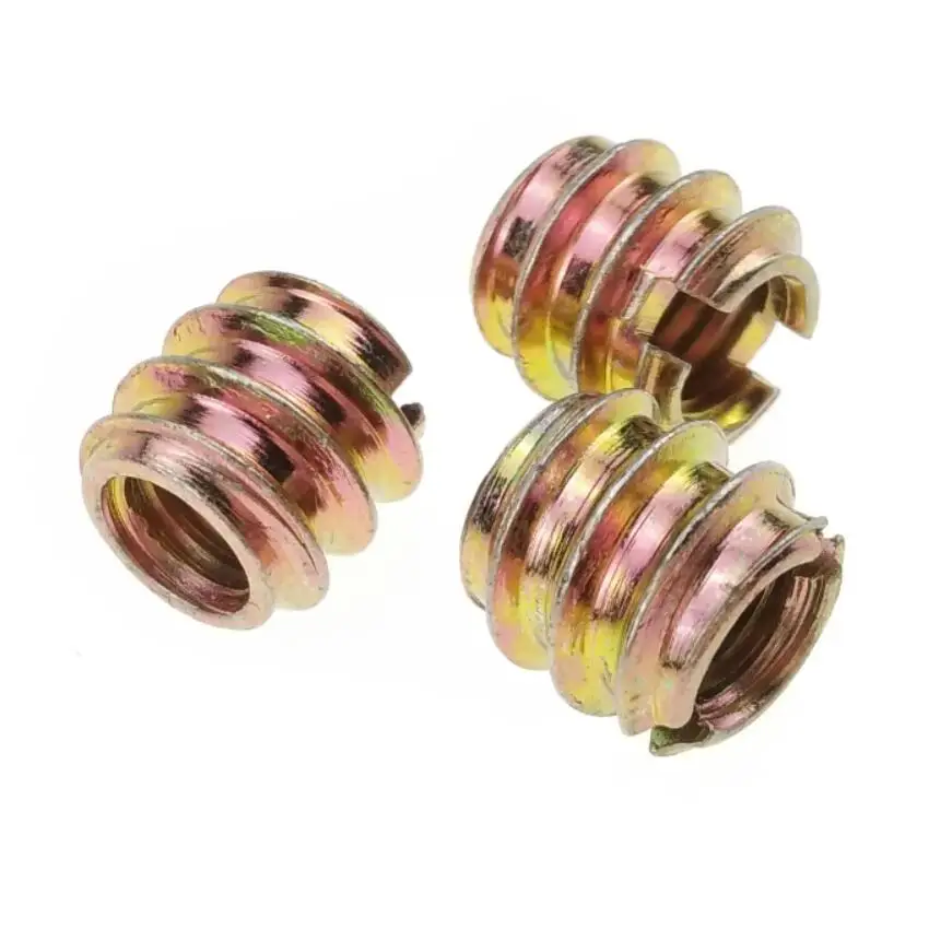 
M4 Yellow Galvanized Steel Slotted Insert Nuts for Furniture 
