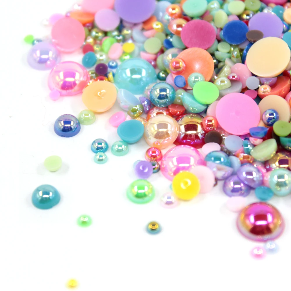 
XULIN 1.5mm 20mm loose mix color flat back ABS pearl beads in bulk 