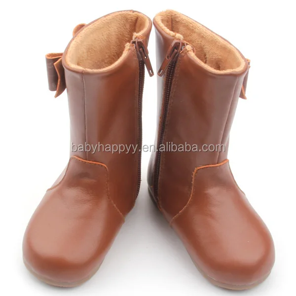 2016 New design leather kids winter boots hard sole healthy kids boots children boots