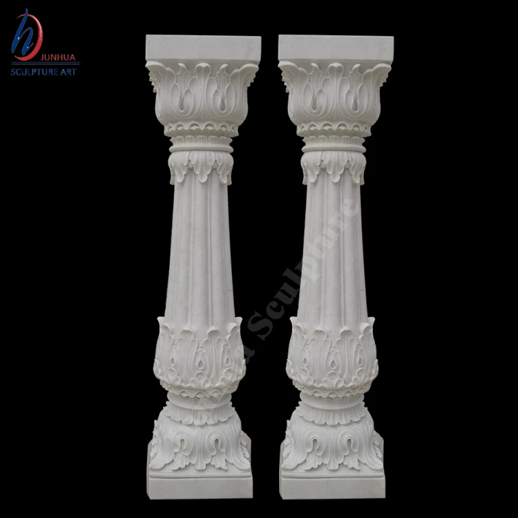 Carved Double Garden Yellow Stone Column Price for Sale