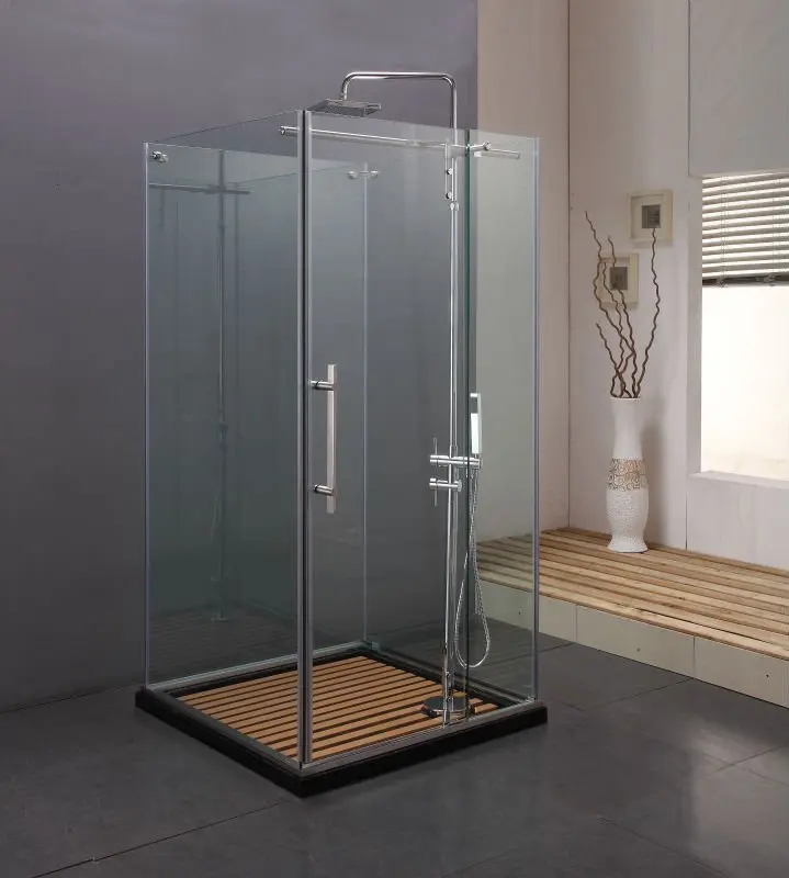 Prefab SS304 Square Modern Luxury Frameless Pivot Hinge Glass Shower Enclosure Cabin Room
