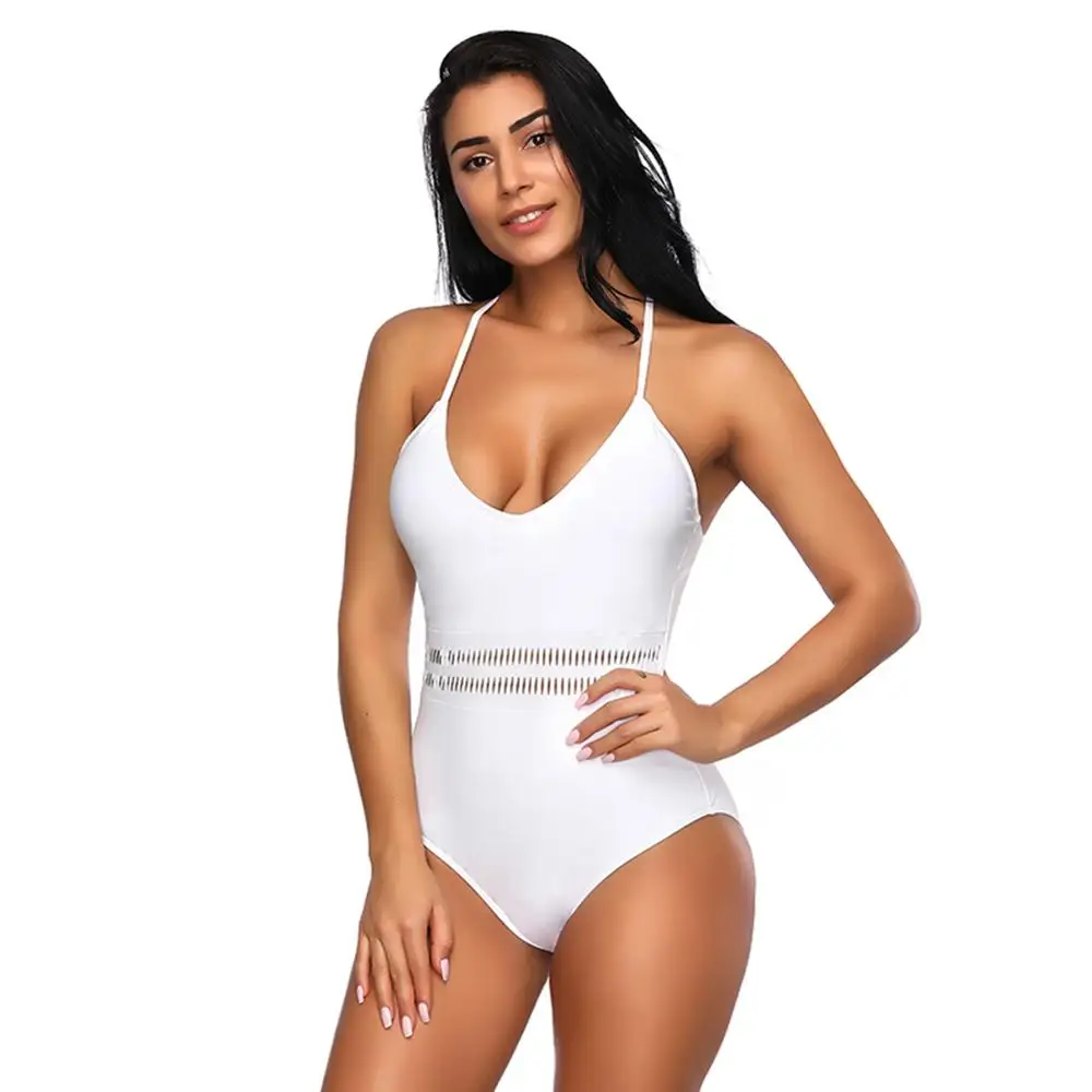 New Fashion Ladies bikini Swimwear White Waist Hollow Out Design women One Piece Swimsuit