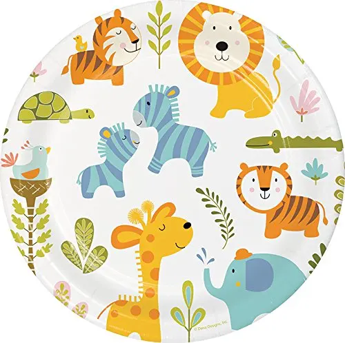 Animals Jungle Birthday Party Supplies and Baby Shower Set - 16 Guests - Plastic Table Cover, Balloon, Centerpiece, Double Theme