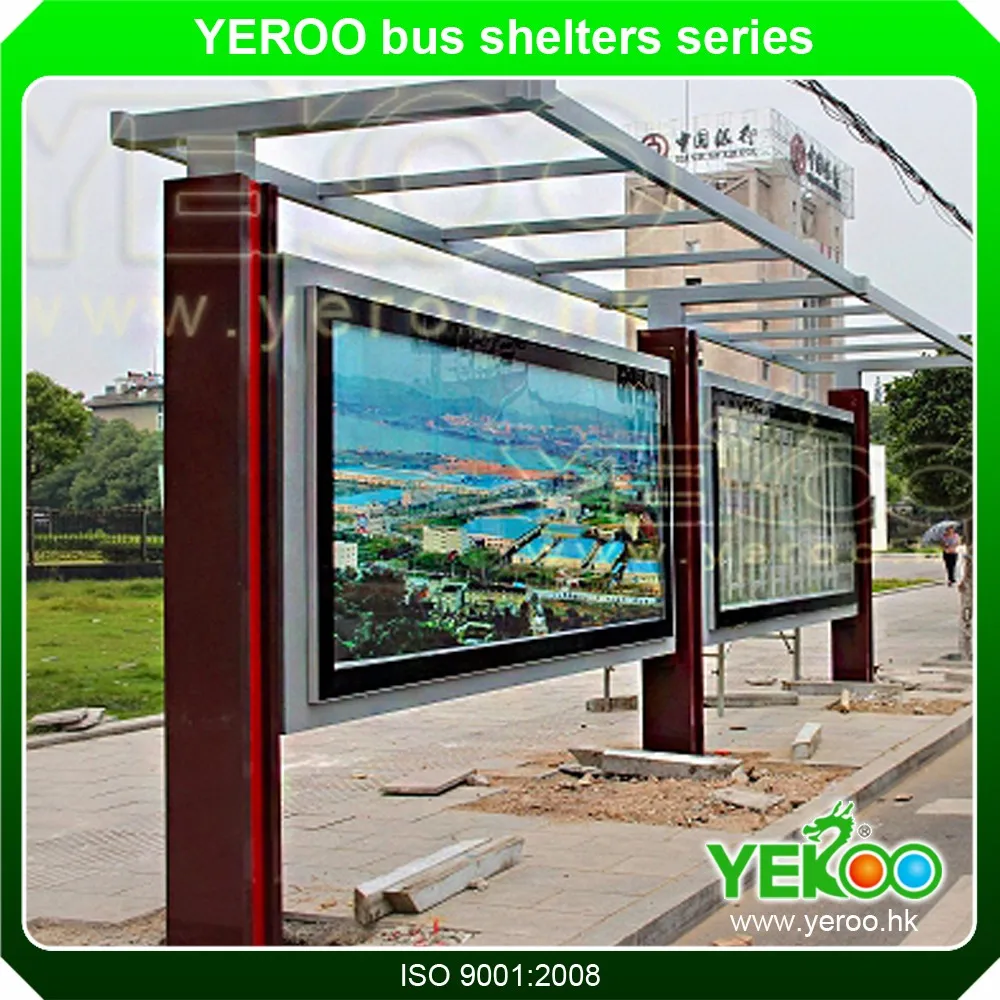 Metal Bus Stop China Big Outdoor Advertising Screen Bus Shelter With Light Box