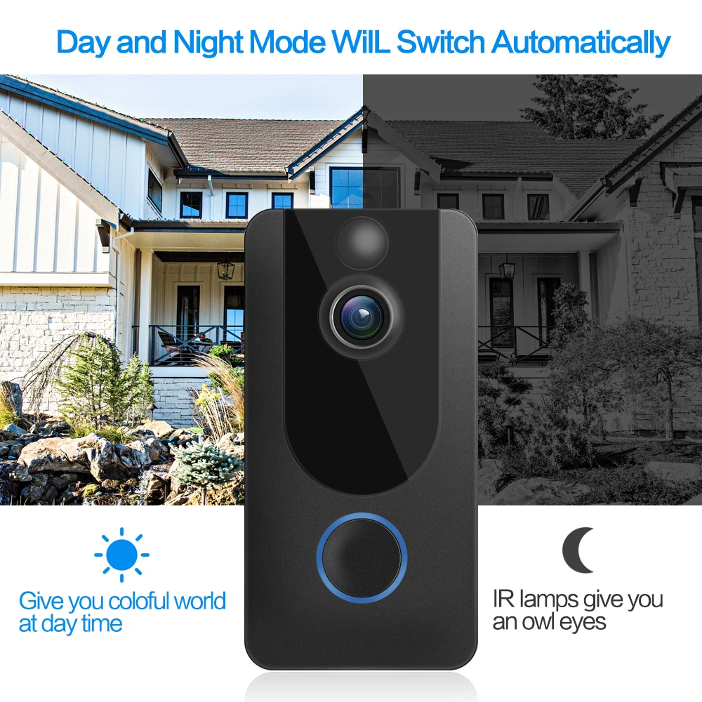 QZT 1080P Full HD V7 Wifi Video Doorbell Sensor Waterproof / Weatherproof CMOS with Night Vision and PIR Motion Sensor
