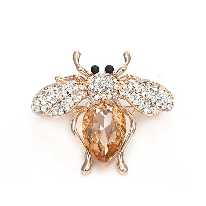 
New design fashion wholesale Amazon hot sale creative glass bee brooch 