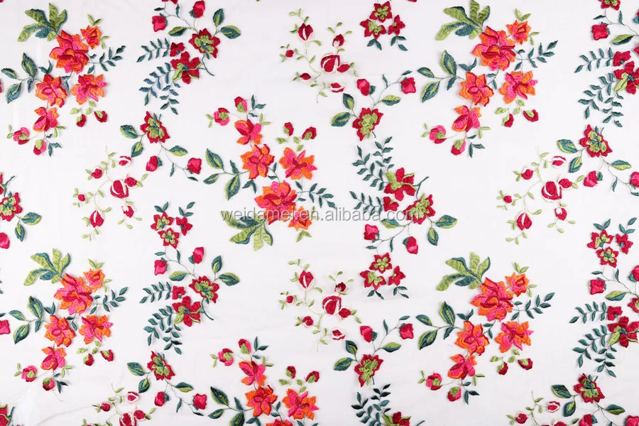 
Multi-color Lace Fabric Flower Mesh Embroidered Elegant Cheap Wedding Dress Tulle Lace Fabric 