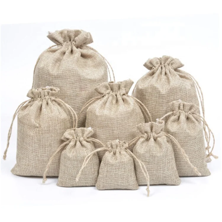 7x9cm 8x11cm Burlap Fabric Bag Jute Hemp Bags Wholesale Pouches jute burlap bags drawstring with logo
