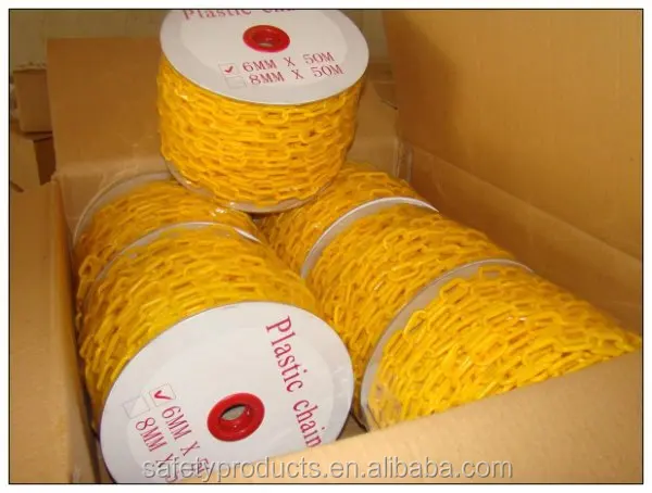 high quality 10mm yellow plastic chain for road traffic cone