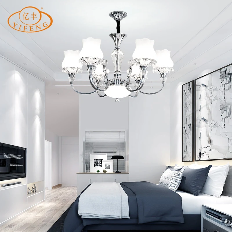 
Modern Design K9 Crystal Electroplating Painting Lights E14 LED 6-10 pcs Chrome Chandelier Pendant light 