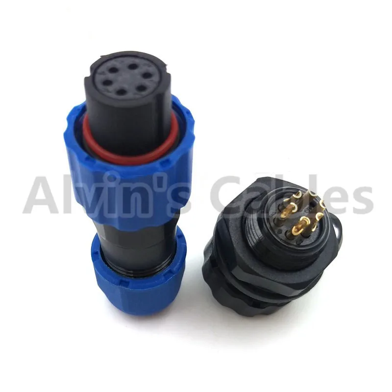 
SD13 waterproof 1 2 3 4 5 6 7 pin plug female Wire Power LED connector 