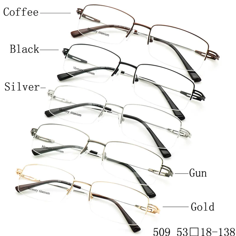 SHANGHAI JHEYEWEAR Half-Rimmed  Retro Flexible Memory Metal Marcos Opticos Optical Frame