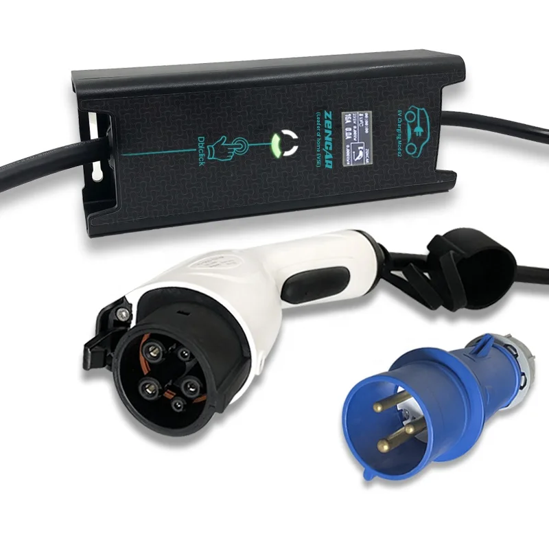 Zencar 16a 3.5kw j1772 уровень 2 Портативный evse с синей вилкой cee