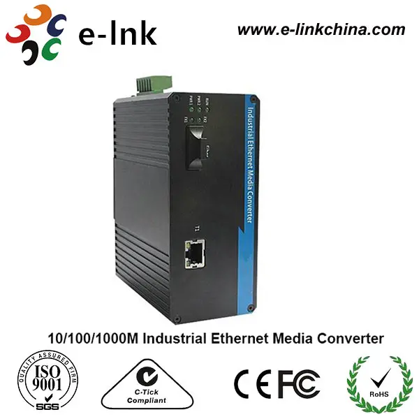 10/100/1000M Промышленный медиаконвертер LC 120KM