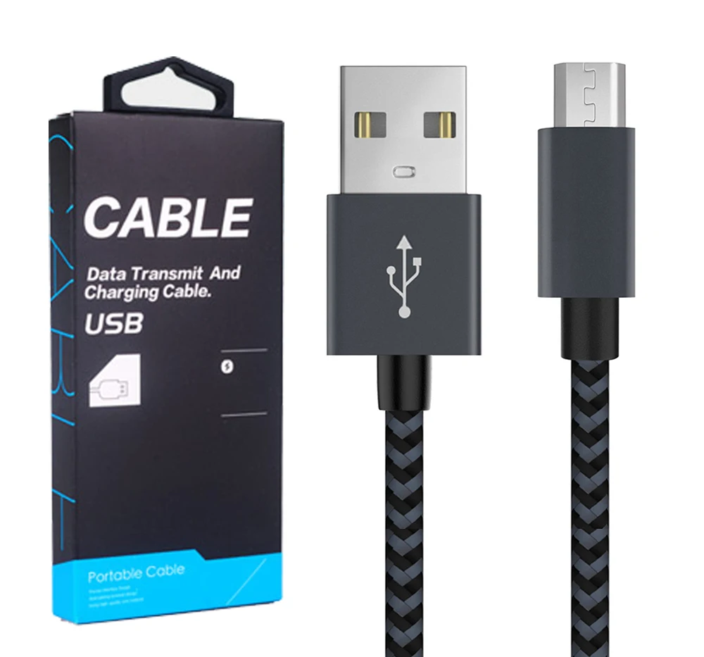 
 Кабель Micro USB 2,0 длиной 3 фута, быстрый и прочный кабель V8 с нейлоновой оплеткой для зарядки Samsung/HTC/ Sony/LG/OPPO/HUAWEI  