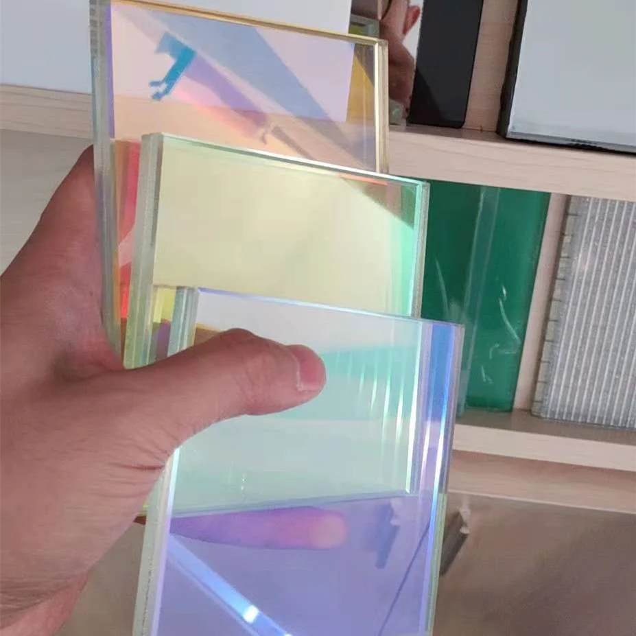 4-19mm coated iridescent reflective glass facade dazzle colored glass