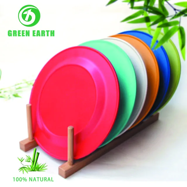 Eco-friendly natural plant fiber plate dinnerware set of 4 bamboo dishes