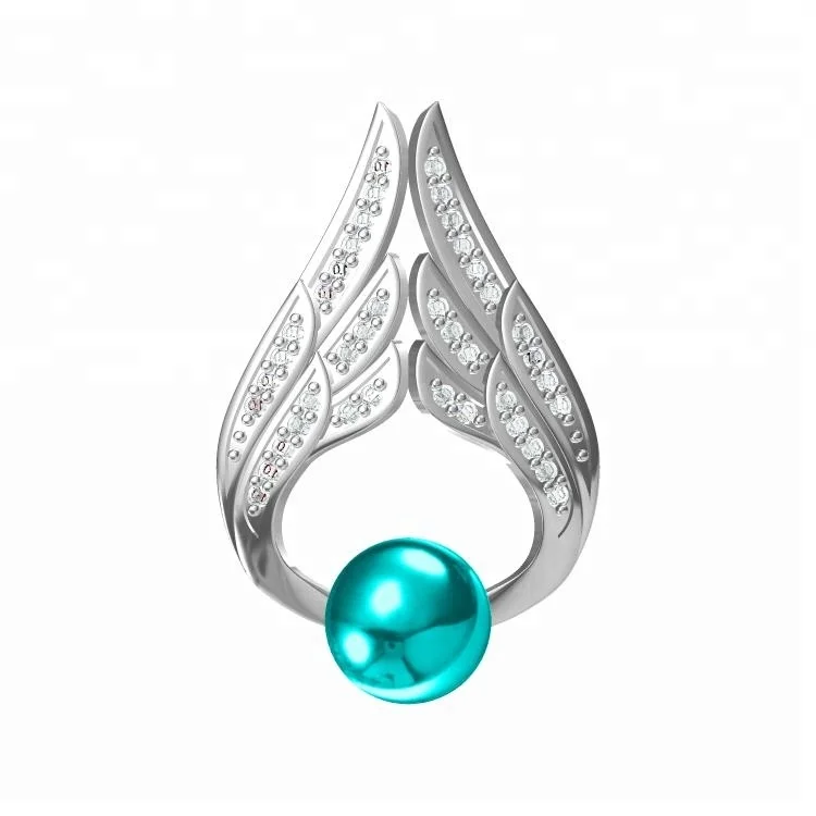 Angel wing pearl mounted pendant 925 sterling silver feather oyster natural pearl settings