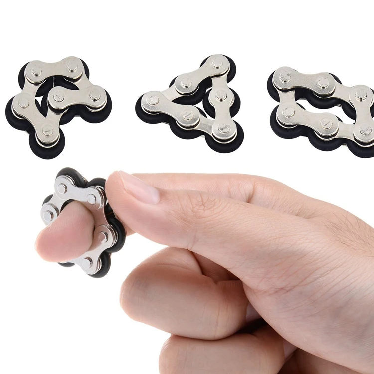 Trending Products Silicone Metal 6 Links Round Bike Chain Toy Adults Hand Spinner Metal Fidget Toy 6 links