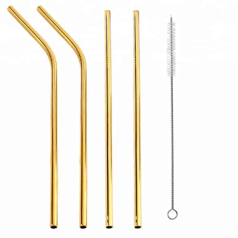 Премиум золотые соломинки из нержавеющей стали с индивидуальным логотипом