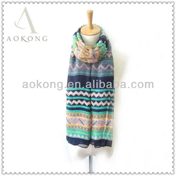 2014 new aqua green color aztec hmong tribal scarf