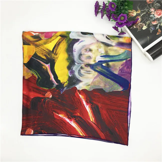 Autumn Winter Keep Warm 16mm Twill Riding Hat Digital Print Silk Scarf