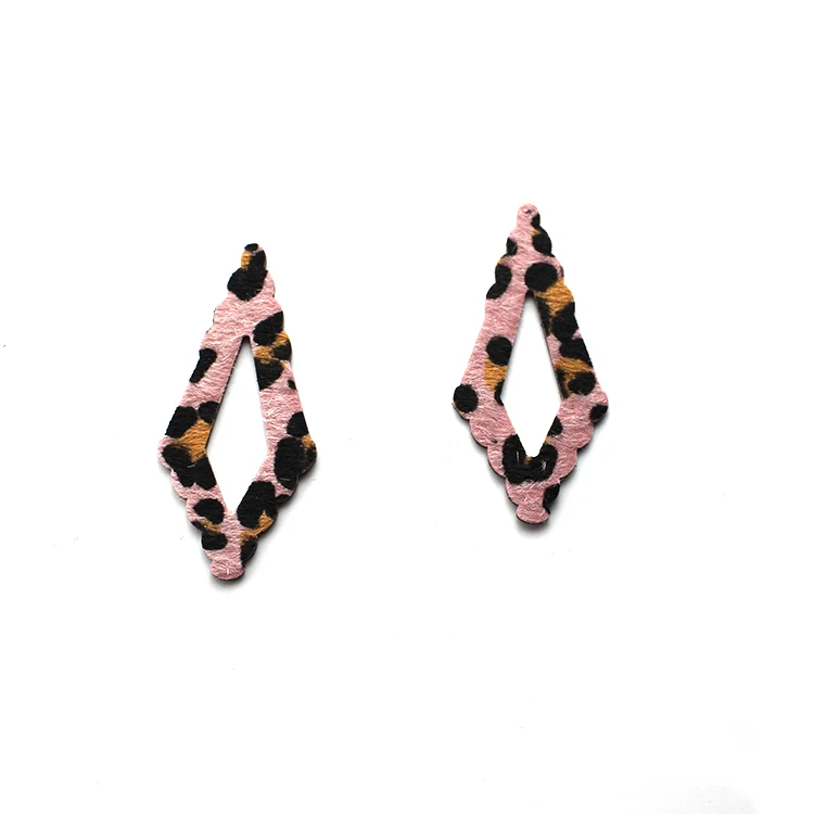 
Factory Custom Colorful Pink Leopard Pattern Leather Piece For Earrings 