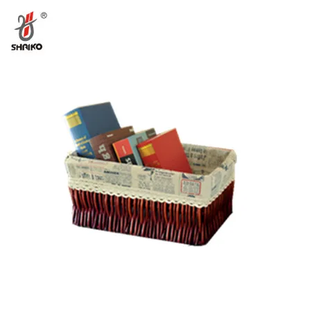 4pcs/set Cheap Handmade Willow Rattan Basket, Home Organize Storage Wicker Rattan Basket with Liner