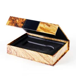 custom printed black rigid magnetic book packaging gift box with foam insert
