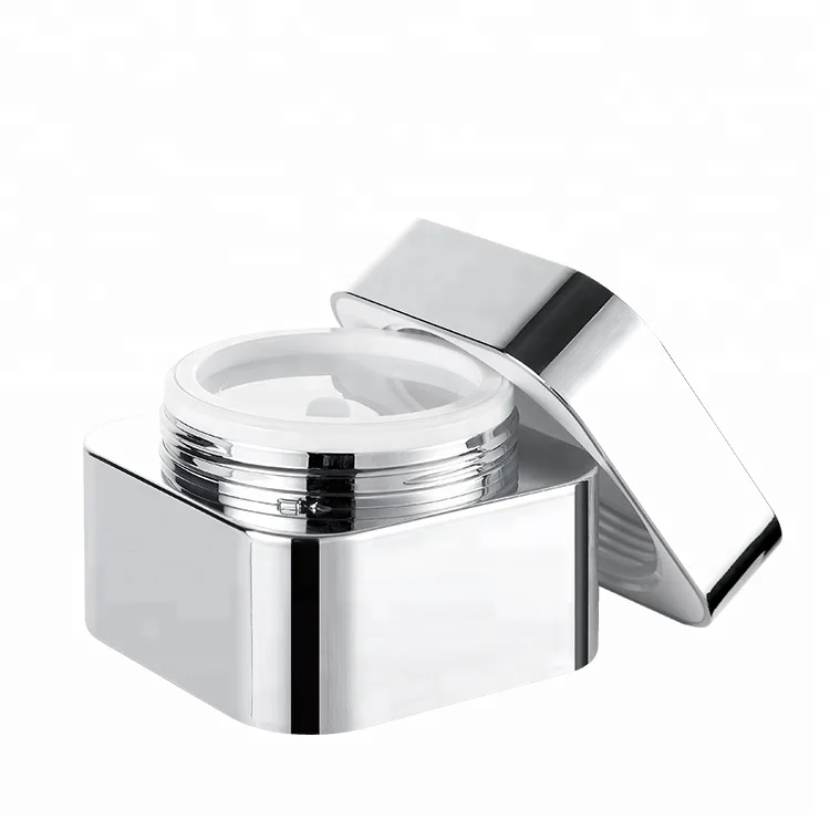 Empty plastic cosmetic jar 50g empty acrylic square cosmetic container